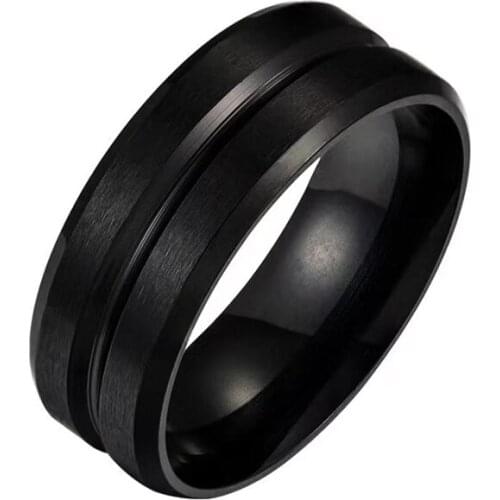 Simple Punk Retro Black Silver Stainless Steel Men Rings for Women Couple Lover Boy Girlfriend Jewelry Creativity Gift Wholesale