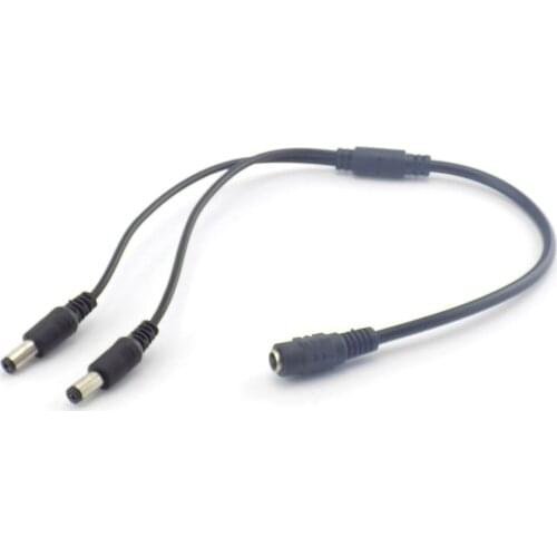 12v DC 1 Female To 2 Male Connectors Splitter Plug Cable 5.5mmX2.1mm Dc Power Plug Cable for Cctv Camera Surveillance W17