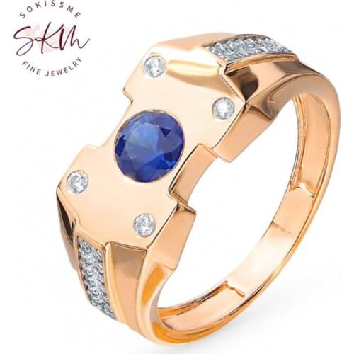 SKM brand designer delicate sapphire rings for women 14k rose gold Vintage Engagement rings designer Promise Luxury Fine Jewelry