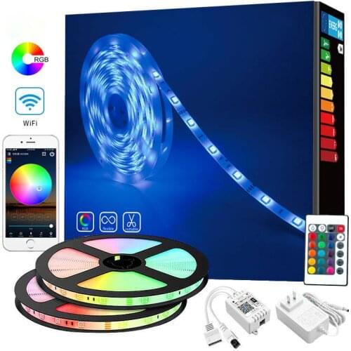 RGB LED Strip Light 5050 Flexible LED Light Strip 10M 15M 20M 12V RGB LED Tape Set wiht Wifi / Bluetooth Music Controller