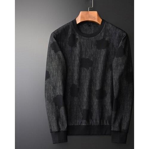 Yarn Dyed Black Sweatshirt Male Luxury Spring Dark Fringe Round Collar Sweatshirts Men Plus Size 4xl Slim Mens Hoodies