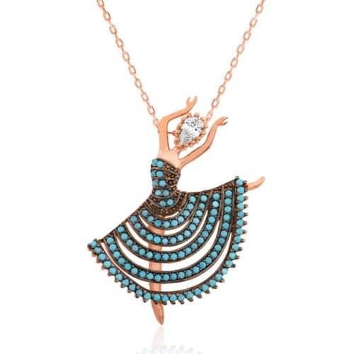 Tevuli 925 Sterling Silver Blue Ballerina Lady Necklace