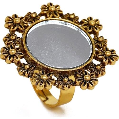Vintage Mirror Sunflower Finger Rings for Women Boho Retro Gold Metal Indian Gypsy Midi Finger Ring Party Jewelry Gift anillos