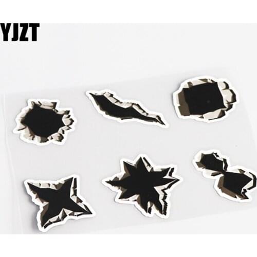 YJZT 16CM*10CM Personality Bullet Hole PVC Art Car Sticker Decal Decoration 13-0521