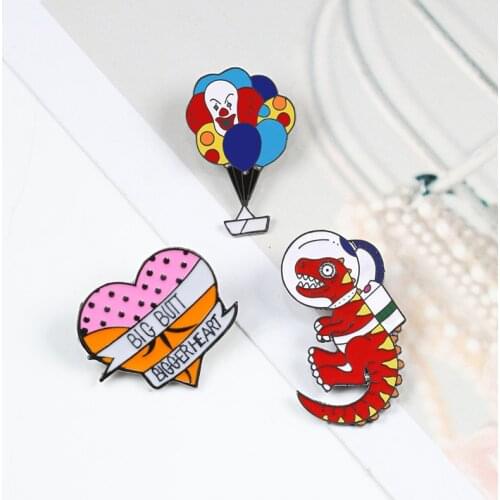 Funny Brooch Cartoon Clown Balloon Dinosaur Butt Creative Badge Pin Fashion Sweater Bag Jackets Lapel Pins Jewelry Gift for Kids