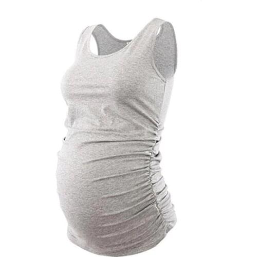 Maternity Clothes Pregnant Tank Tops Matern Side Ruched Vest Sleeveless T-shirt Soft Fabric