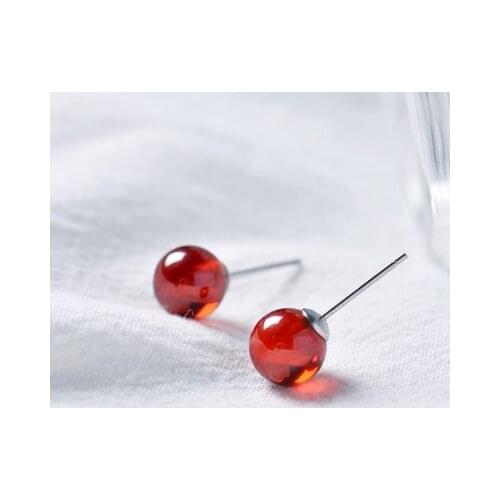 925 Sterling Silver red ball Earrings For Women 2018 new Trend Personality Lady Fashion Jewelry