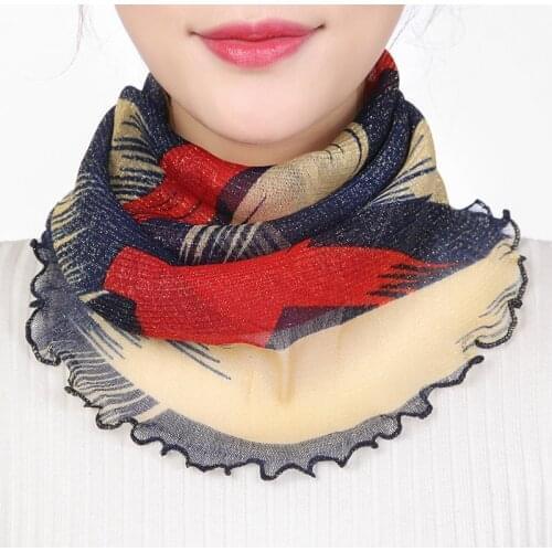 Spring Summer Chiffon Neck Collar Scarf Women Head Thin Sunscreen Variety Small Silk Anti-UV Scarf Mask Multi-Function Scarf