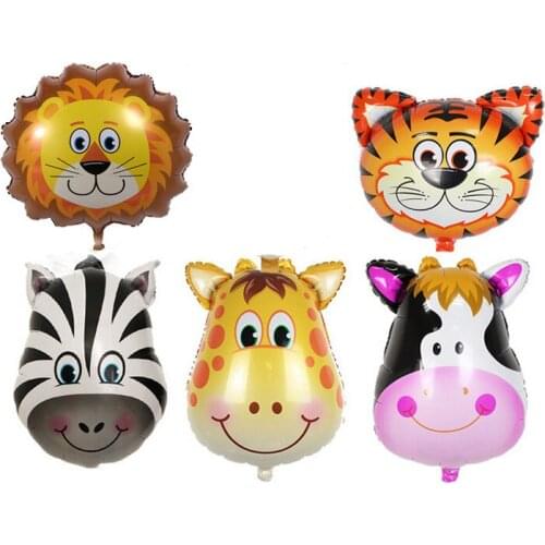 1pc Cartoon Comic Zebra Lion Tiger Giraffe Cow Head Foil Balloon Aluminum Baloon Children Kids Toy Gift Birthday Party Decor