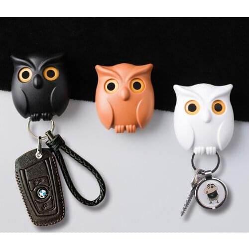 1PCS It Will Open Eyes Night Owl Black white brown Magnetic Wall Key Holder Magnets Keep Keychains Key Hanger Hook Hanging Key