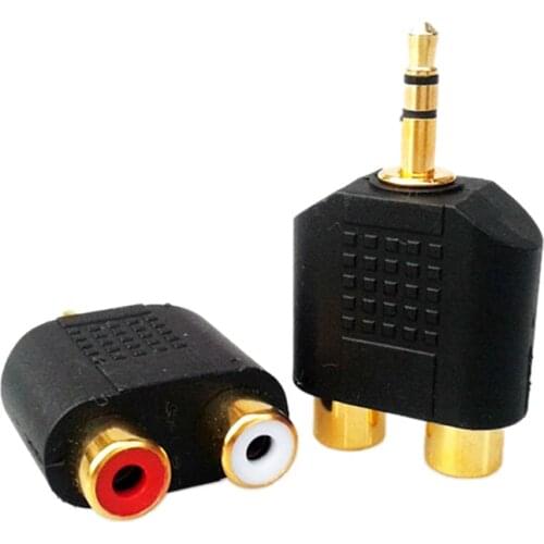 1pc Gold Plated Stereo Audio Male Plug To 2 RCA Female Jack Y 3.5mm Adapter