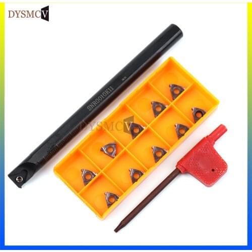1pcs SNR0010K11 SNR0008K11 lathe boring bar lathe tool holder + 10 11IR AG55 AG60 carbide inserts, threaded tool holder set