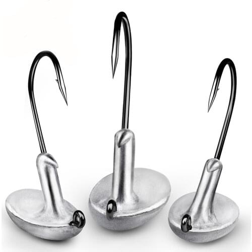 10pcs/lot 3.5g 5g 7g 10g 14g Jig Head Fishing Hooks Lead Head Fishhook Anti-hanging grass Fishing Hook For Soft Baits