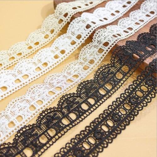 10Yard/Lot White Beige Black Polyester Cotton Lace Trim Can Be Worn Ribbon 3CM Wide DIY Clothing Wedding Dress Accessories