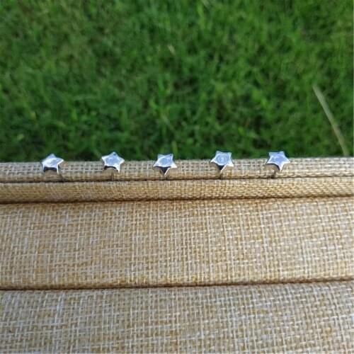 100 Pieces/lot Silver Color star Stud Earring Jewelry Accessories Pentagram shape 10Mm DIY Wholesale Findings & Components bulk