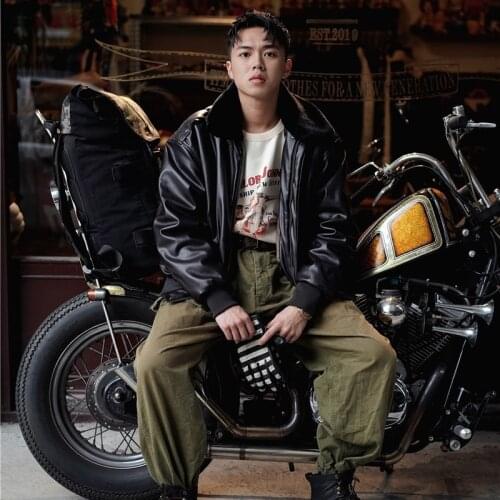 2021 US High Quality A2 Leather Military Motorcycle Biker Clothing Windproof Winter Black Bomber Flight Jackets For Men Warm