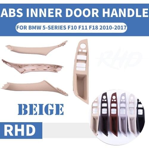 4PCS/set Right Hand Drive RHD For BMW 5 series F10 F11 F18 520 525 Beige Car Interior Door Handle Inner Panel Pull Trim Armrest