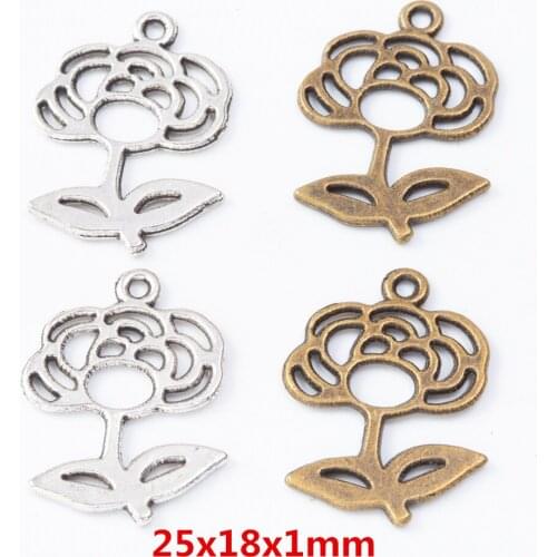 45 pieces of retro metal zinc alloy flower pendant for DIY handmade jewelry necklace making 7656