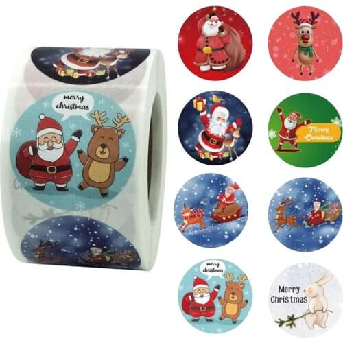 500pcs/Roll 1.5Inch Merry Christmas Handmade Stickers Card Box Package Thank You Sealing Label Stickers Party Wedding Supplies
