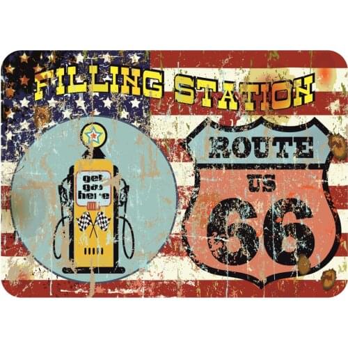 America Flag Route 66 Tank Old School Sticker Cafe Racer Retro #19