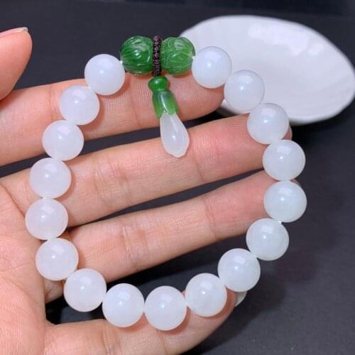 SHILOVEM real Natural white Jasper bracelets classic fine Jewelry women party Christmas gifts 10*10mm myml101088hby