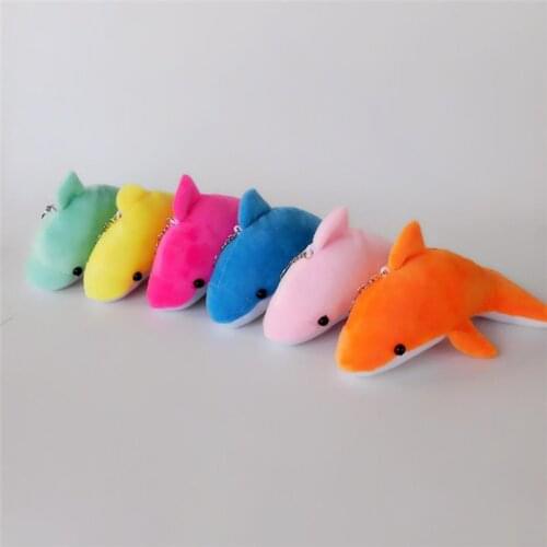 Cute Plush Dolphin Doll Keychain For Women Bag Charms Fluffy Pom Pom Whale Key Ring Holder Fish Trinket Party Wedding Gift