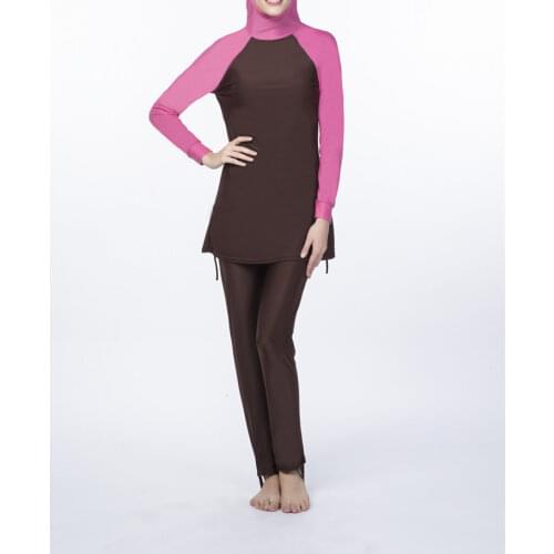 Burkini Muslim Long Sleeve Swimsuits 2 Piece Set Swimwear Top Pants Patchwork Dubai Khimar Turkey Islamic Clothing Burkini Mujer