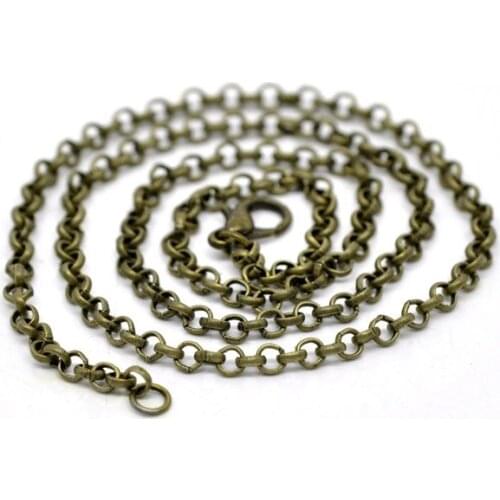 DoreenBeads Retail Antique Bronze Lobster Clasp Link Chain Necklaces 3.2x0.5mm,20" sold per pack of 12 Pcs