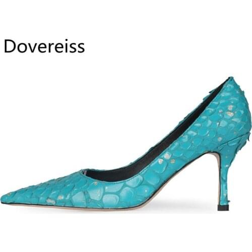 Dovereiss Fashion Womens Shoes Summer New Elegant Slip on Sexy Stilettos heels 8.5cm Pumps Sexy Office lady Party Shoes 34-45