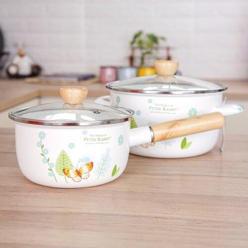 Enamel soup pot stew pot 2pcs set thickened pot hot pot stew pot boiling soup pot noodles egg induction cooker gas stove general