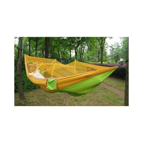 Factory direct wholesale custom outdoor parachute fabric hammock double person green air tent with mosquito net