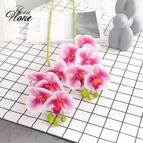 Flone Artificial Silk Fake Flowers 70cm Artificial Butterfly Orchid Flowers Branch Wedding Living room Home Warm Decoration