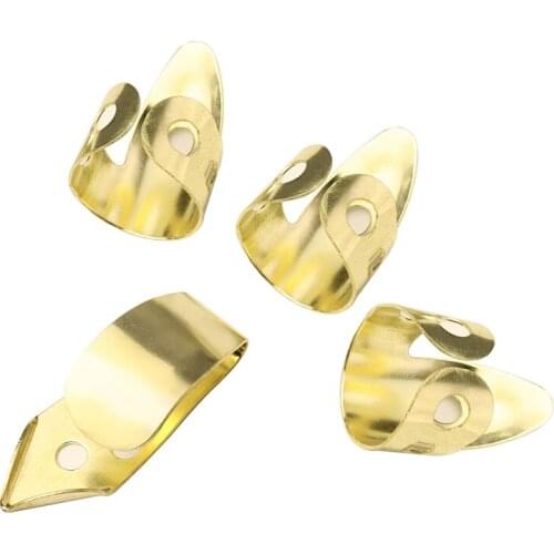 Guitar Finger Picks 3 Index Fingers + 1 Thumb Adjustable Metal Banjo Fingerstyle Pick Finger Protector
