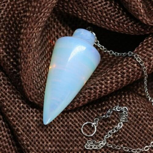 Hot sale white opal moonstone waterdrop pendants pendulum opalite chakra healing reiki factory outlet jewelry 18*40mm B1841