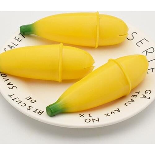Sensory Fidget Decompression Toy Ball Squeezy Banana Prank Toy Interactive Stress Relief Novelty Toy for Autism 4inch