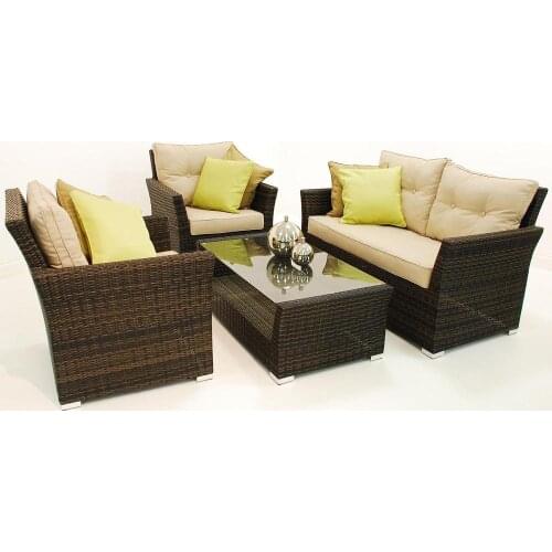 Sienna 4pc Outdoor Rattan Sofa Set- Brown or Black