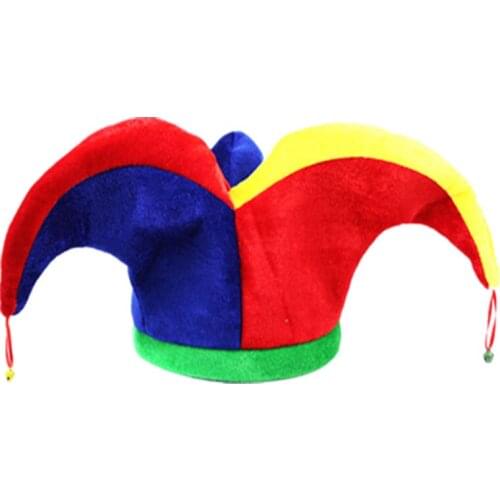 10pcs Adult Fun Clown Hat Party Carnival Caps Birthday Masquerade Triangle Clown Hat Props Bell National Flag Hat Christmas