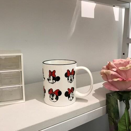 Disney Korea Cartoon Cute Mickey Minnie Avatar Mug Girl Heart Household Couple Ceramic Cup Milk Cup Drinking Cup