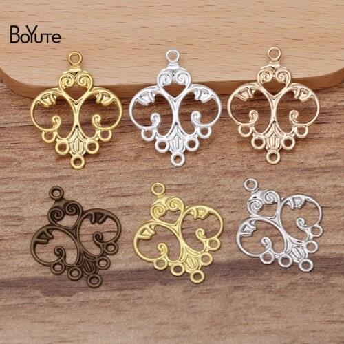 BoYuTe (100 Pieces/Lot) 32*25MM Metal Brass Filigree Flower Materials Diy Hand Made Jewelry Accessories Wholesale