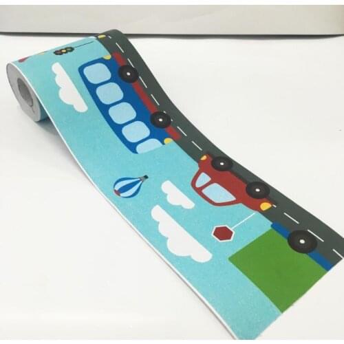 Cute Cartoon Traffic Wallpaper Borders Baby Boys Girls Rooms Wall Decor Stickers Bus Car Sticker Furniture Home Decoration EZ063