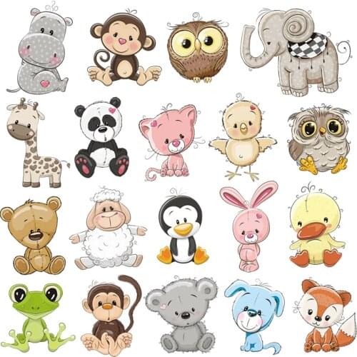 Monkey Elephant Stickers DIY Animal Heat Transfer Patches Easy To Use Washable Patches Bear Monkey Stickers For Kids Clothes Pat