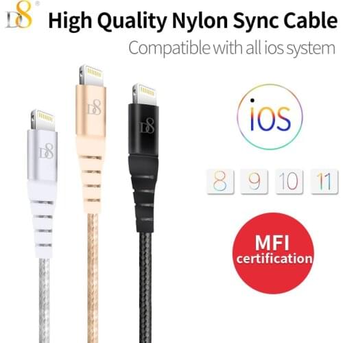 D8 High-quality Lightning USB Nylon Sync Type C Cable for iPhone X Simple Compatible Fast Charging & Data Extended Wire