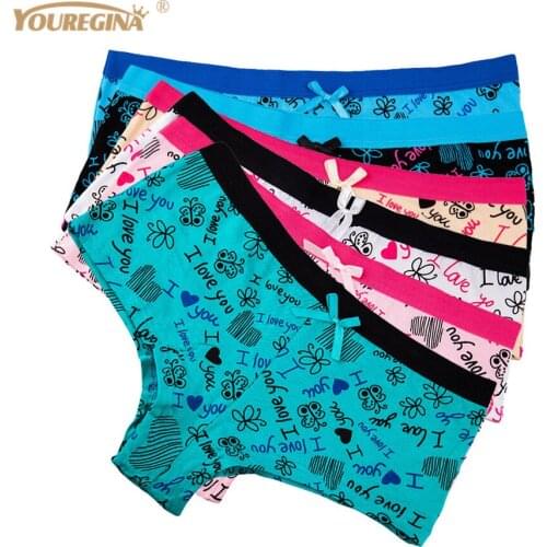 Women Underwear Cotton Sexy Cute Letters Print Girls Boxers Boyshorts Hipster Ladies Panties Knickers 6 pcs/lot
