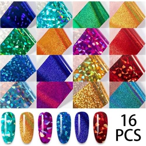 The New Nail Holographics Transfer Foil Gold Slider Shimmer Sticker For Wrap Adhesive Manicures DIY Decoration Set Nail Paper