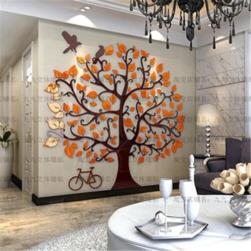 New Big Tree Cartoon Hand Diy acrylic crystal stereoscopic 3D wall stickers Home decor decals sticker wall hangings adesivos