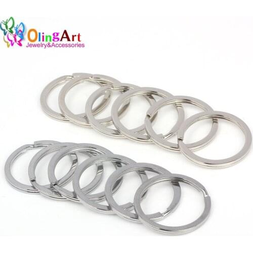 OlingArt 30mm 12Pcs/lot Leather clasps silver-color High Quality Key chain Jewelry Findings NEW