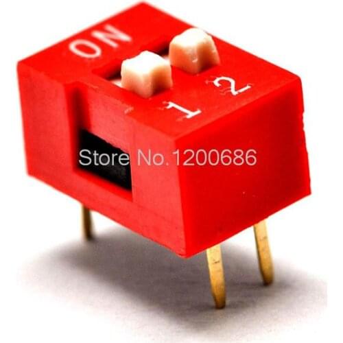 2P DIP switch Ping switch 2 toggle switch foot pitch 2.54MM red