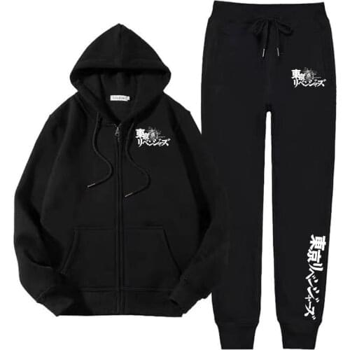 Casual Sportswear Anime Tokyo Revengers Pattern Pullover Harajuku Sweatshirt Set Unisex Boys Hoodie and Pants 2-Piece Set Suits