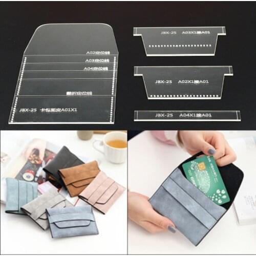 Practical Acrylic Leathercraft Tool Fashionable Card Bag Coin Purse Leather Making Template DIY Handmade Wallet Making Stencil