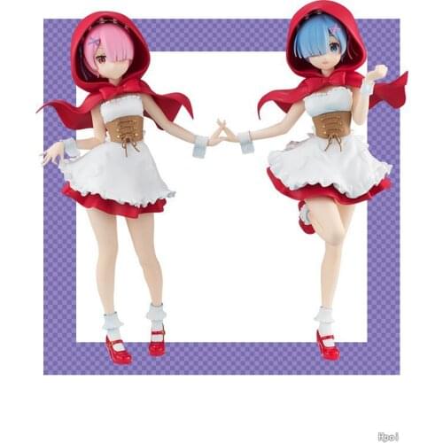 Re:Zero Kara Hajimeru Isekai Seikatsu Rem / Ram Red Hood Costume SSS Figure Doll Collectible PVC Model Toy